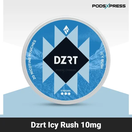 DZRT Icy Rush 10 mg can placed on a sleek surface, highlighting its discreet design.