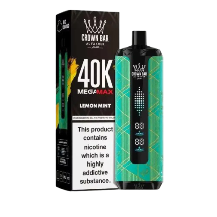 Al Fakher Crown Bar Lemon Mint 40K vape with refreshing lemon and cool mint flavor in Dubai