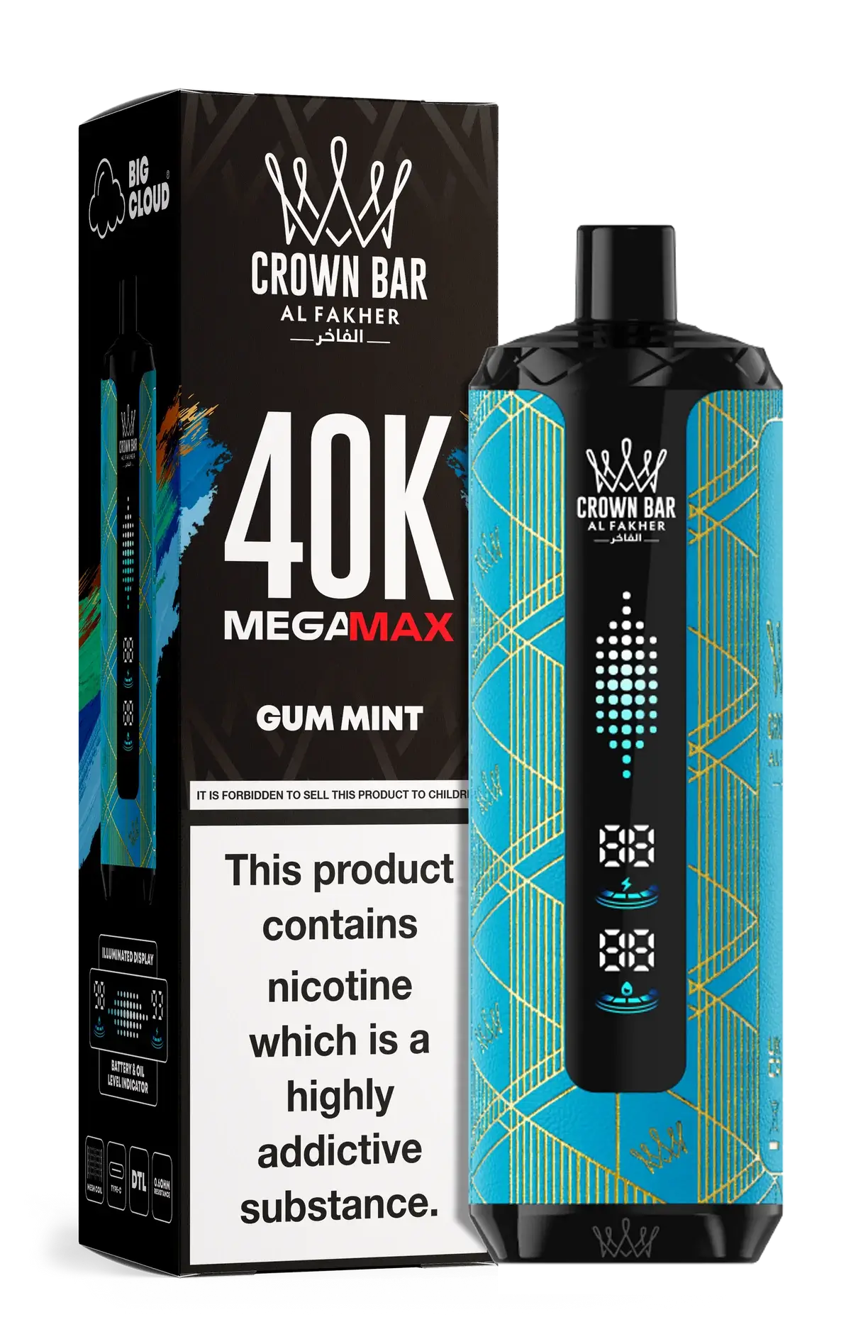 Al Fakher Crown Bar Mega Max 40000 Puffs Gum Mint 1 Buy Al Fakher Crown Bar Mega Max 40000 Puffs Gum Mint in Dubai
