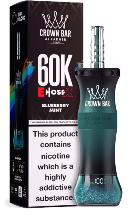 Al Fakher Crown Bar E-Hose 60000 Puffs Blueberry Mint in Dubai