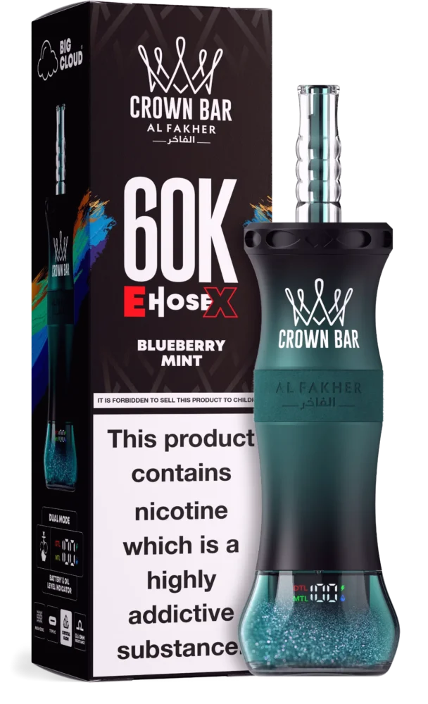 Al Fakher Crown Bar E-Hose 60000 Puffs Blueberry Mint 1 Al Fakher Crown Bar E-Hose 60000 Puffs Blueberry Mint in Dubai