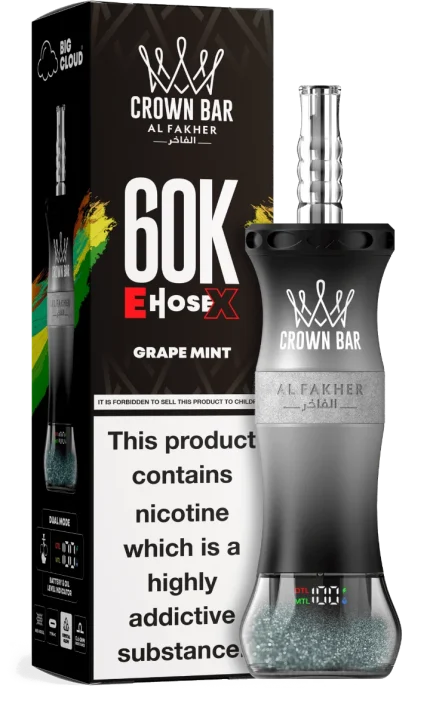 Al Fakher Crown Bar E-Hose X 60000 Puffs Grape Mint rechargeable disposable vape