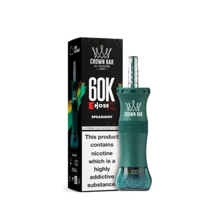 Al Fakher Crown Bar E Hose 60000 Puffs Spearmint disposable vape device showing its body and mouthpiece.