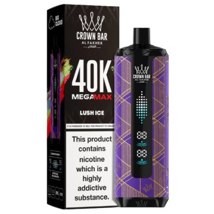 Al Fakher Crown Bar Lush Ice Mega Max vape with up to 40000 puffs and an icy watermelon flavor in Dubai