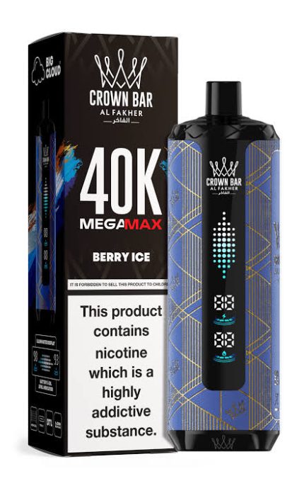 Al Fakher Crown Bar Mega Max 40000 Puffs Berry Ice Disposable Vape with Smart LED Screen