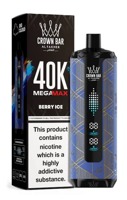 Al Fakher Crown Bar Mega Max 40000 Puffs Berry Ice Disposable Vape with Smart LED Screen