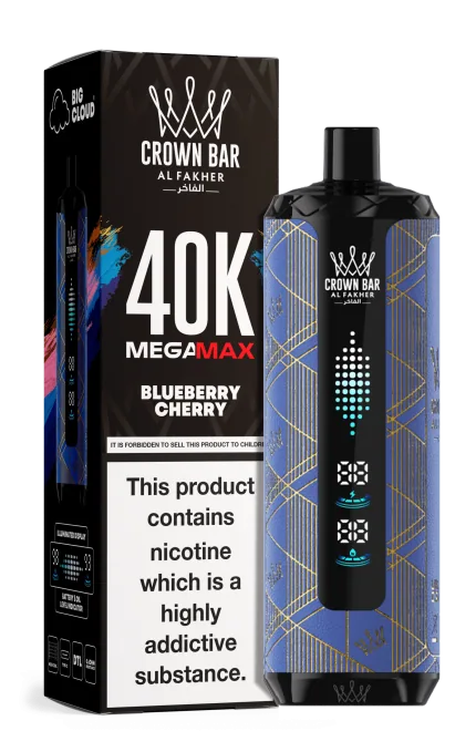 Al Fakher Crown Bar Blueberry Cherry 40000 Puffs rechargeable vape with a fruity blueberry and cherry blend in Abu Dhabi