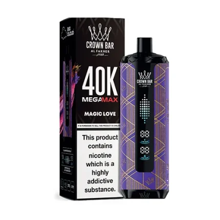 Al Fakher Crown Bar Magic Love Mega Max 40000 Puffs vape in Dubai featuring a sweet exotic fruit flavor with a refreshing finish