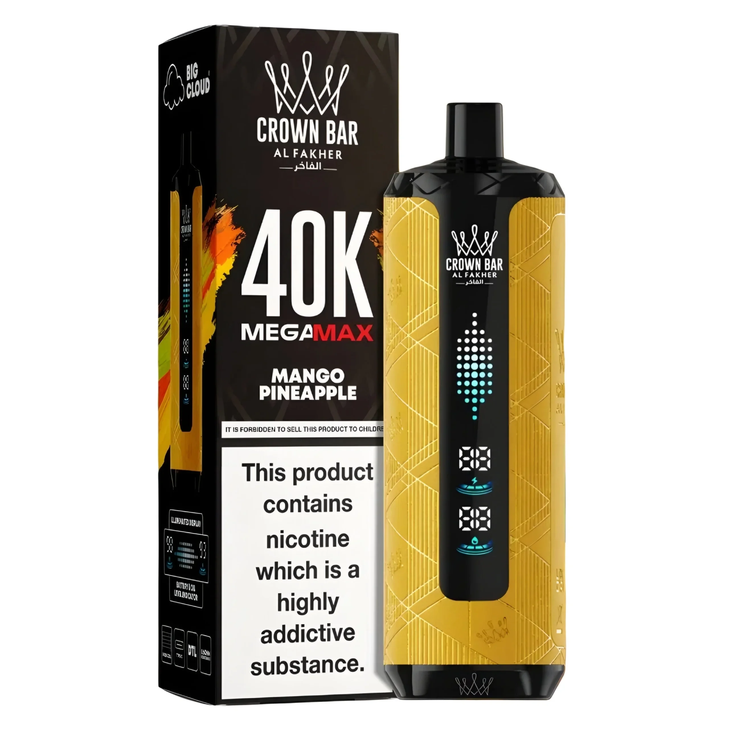Al Fakher Crown Bar Mango Pineapple Mega Max 40000 Puffs 1 Buy Al Fakher Crown Bar Mega Max 40000 Puffs Mango Pineapple in Dubai