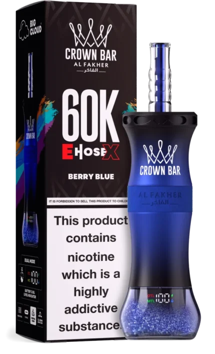 Order Al Fakher Crown Bar E-Hose 60000 Puffs Berry Blue in Dubai