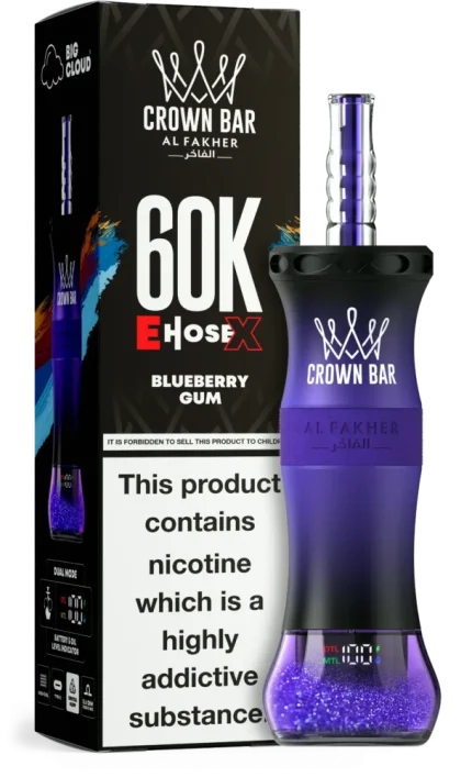 Buy Al Fakher E-Hose X Crown Bar 60000 Puffs Blueberry Gum in Dubai