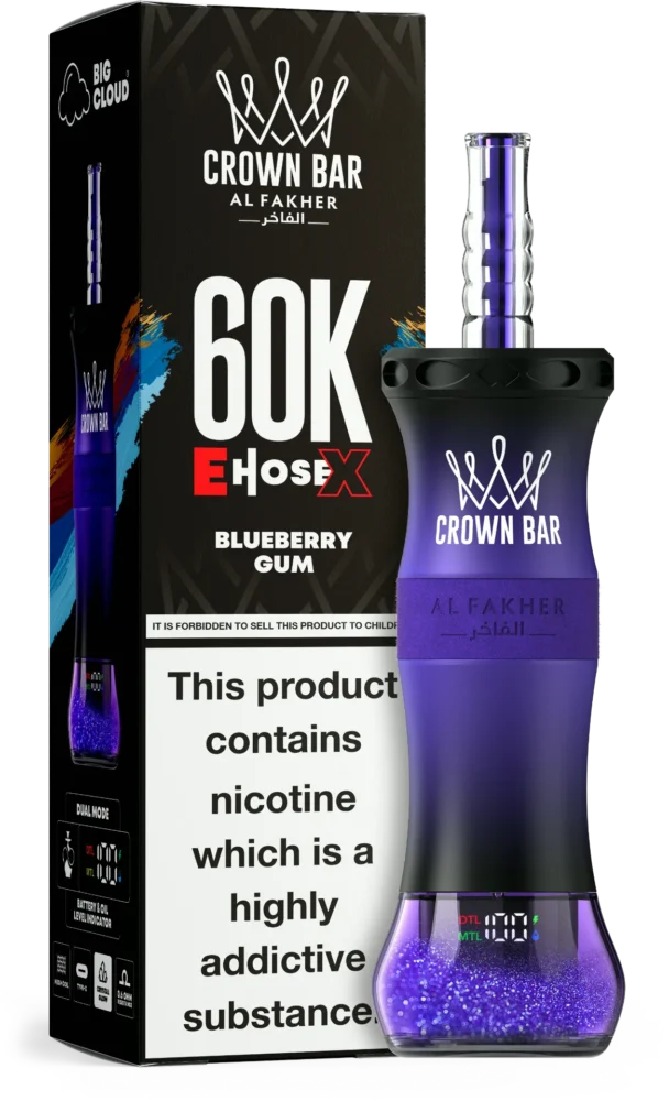 Al Fakher Crown Bar Blueberry Gum Mega Max 40000 Puffs 1 Buy Al Fakher E-Hose X Crown Bar 60000 Puffs Blueberry Gum in Dubai