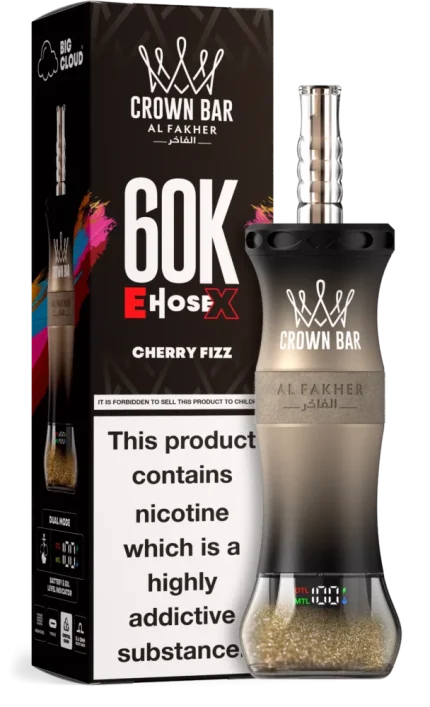Al Fakher Crown Bar E-Hose X 60000 Puffs Cherry Fizz rechargeable disposable vape in dubai