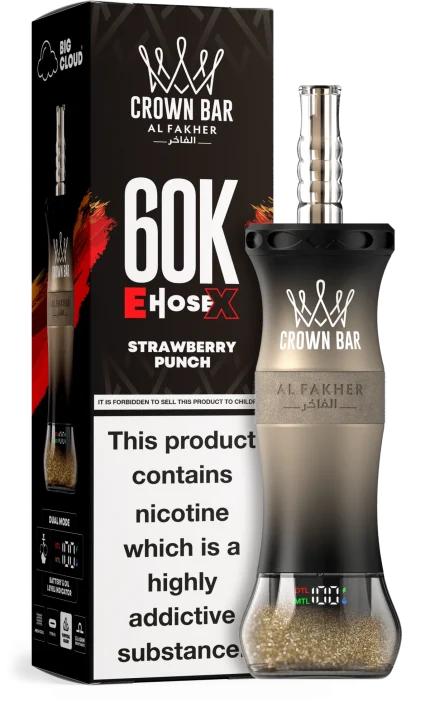 Al Fakher Crown Bar E Hose 60000 Puffs Spearmint 3 Strawberry Punch E-Hose X 60000 Puffs by Al Fakher in UAE