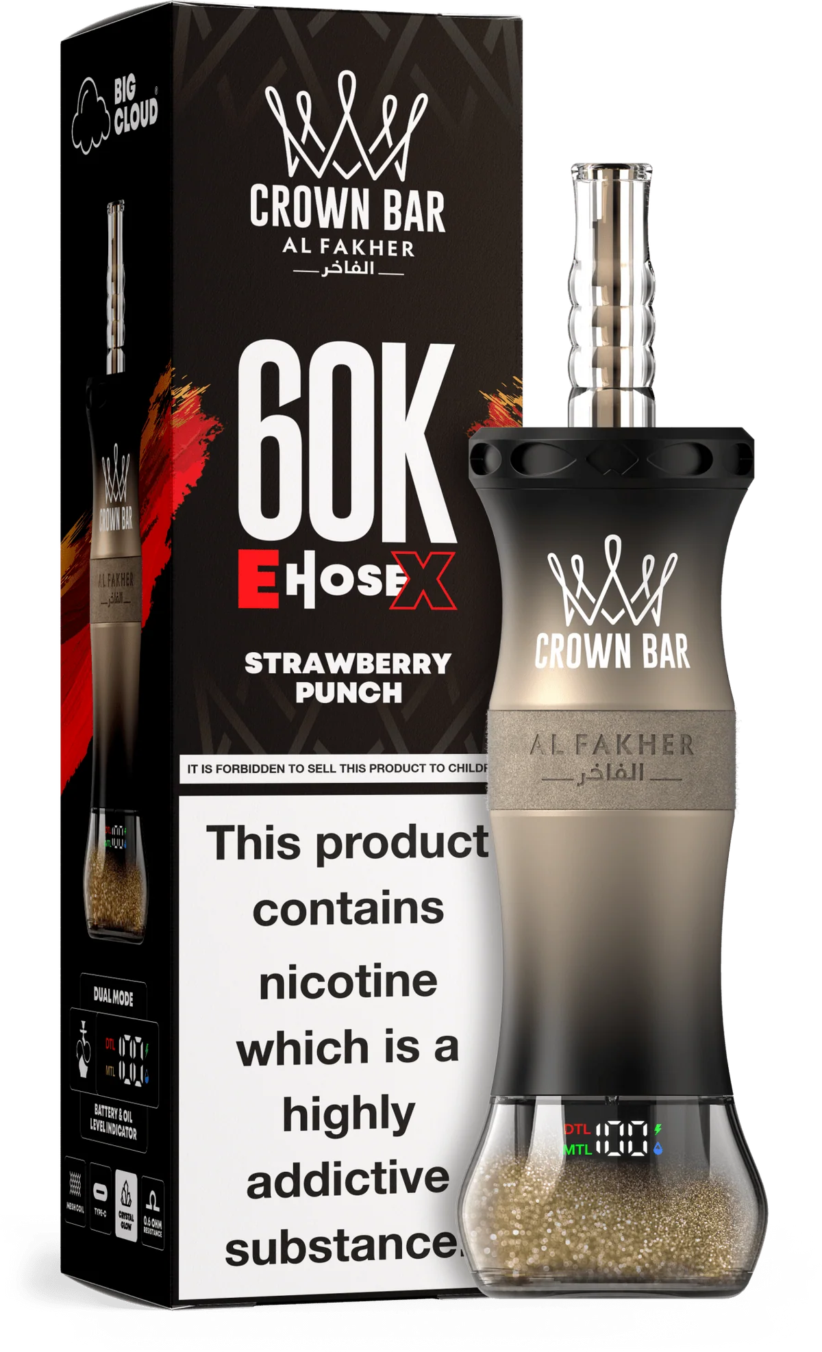 Al Fakher Crown Bar E-Hose 60000 Puffs Strawberry Punch 1 Strawberry Punch E-Hose X 60000 Puffs by Al Fakher in UAE